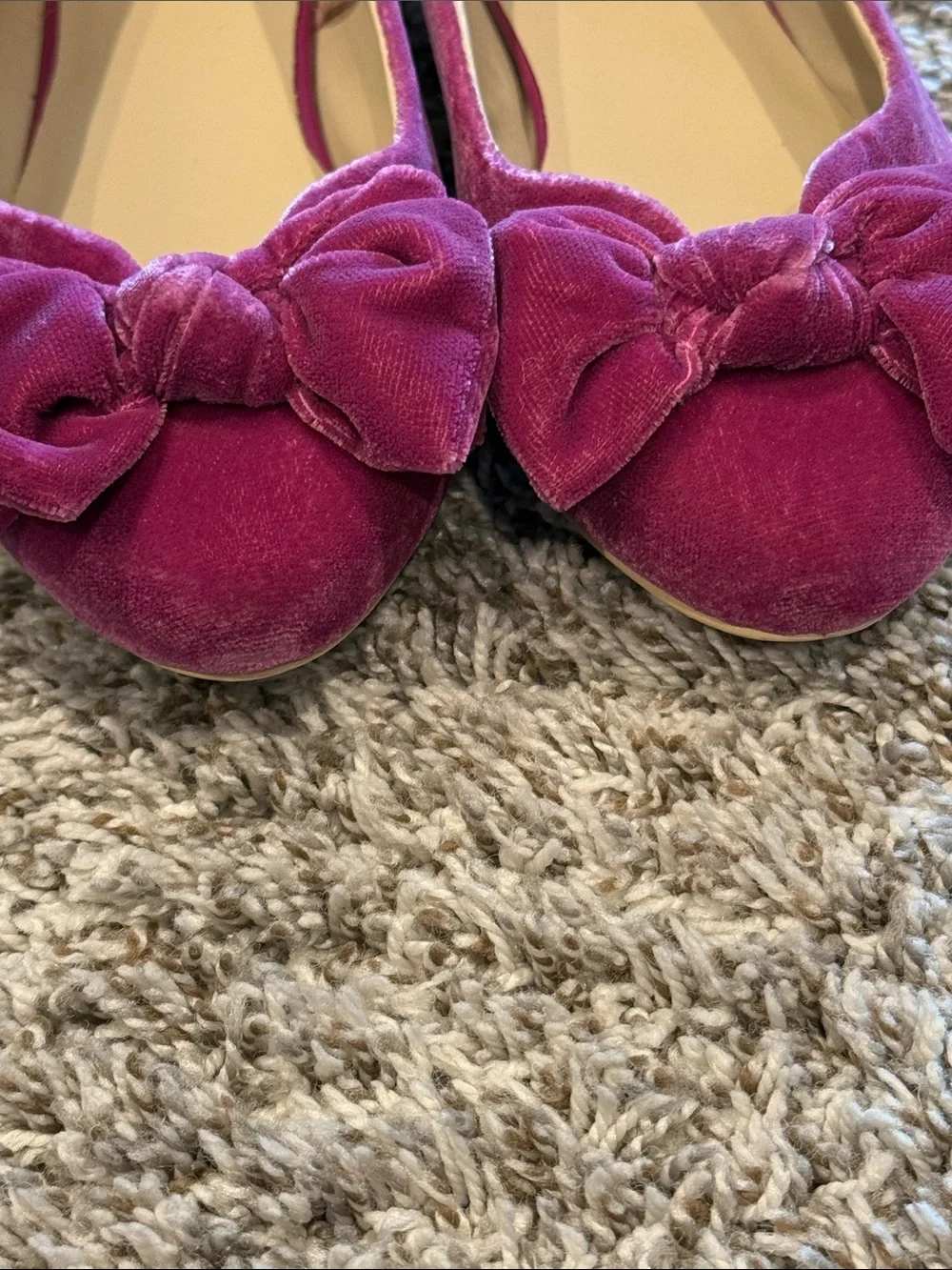 Janie and Jack Girls Velvet Bow Dress Flats - Raspberry